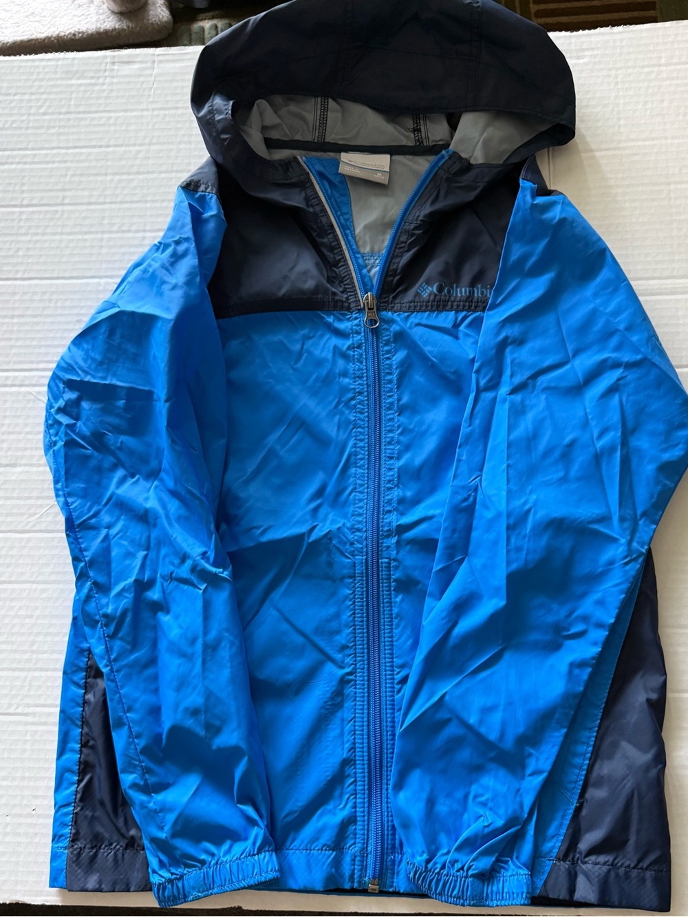 Kids Columbia Bright Blue and Navy Lightweight Hooded Jacket